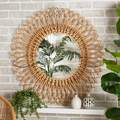 Baxton Studio Bora Modern Bohemian Natural Brown Rattan Accent Wall Mirror 211-12758-ZORO